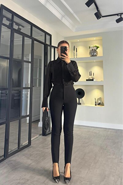 ELMASSTİL AYAK GEÇİRMELİ YÜKSEK BEL PANTOLON/1257