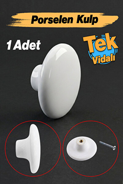 Badem10 (1 komad) Porcelanska okrugla ravna ručka za vrata kuhinjskog ormara ...