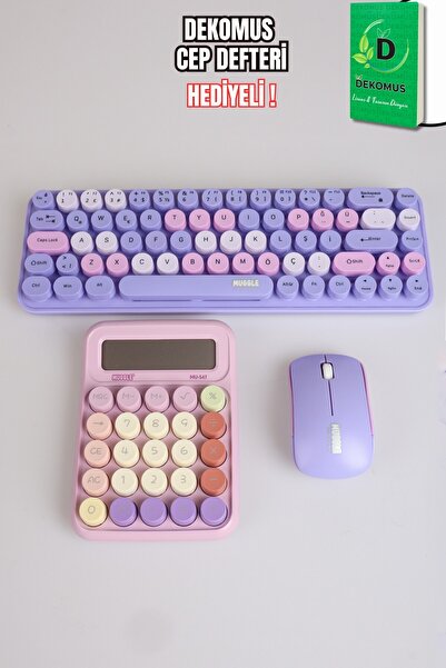 Mikro x Dekomus Pastel Touch Collection Kablosuz Klavye & Mouse & Hesap Makin...