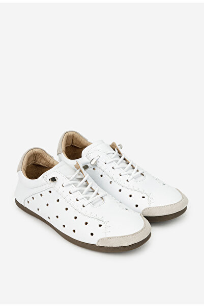 Dasha Women's white leather shoes with perforations