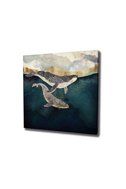 OEM Tablou decorativ Re-Bloom, model balenă, pânză/lemn, multicolor, 45 x 45 cm