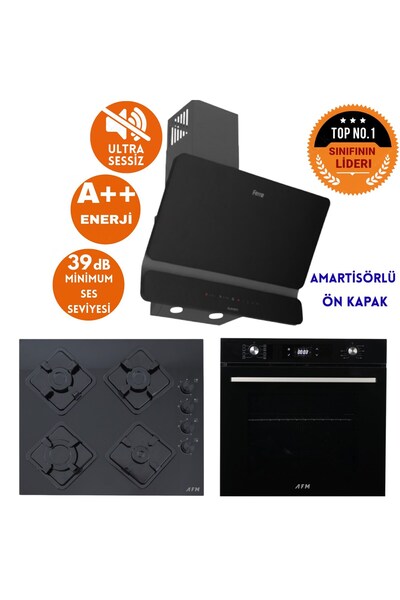 AFM tech ve Ferre MARKALI VUA Sessiz Turbo Dijital Siyah Ankastre Set (D080-S...