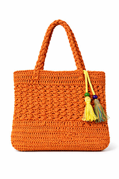 Rabona Fashion Bohemian Orange Hand Knitted Women's Shoulder Bag – Summer Lar...