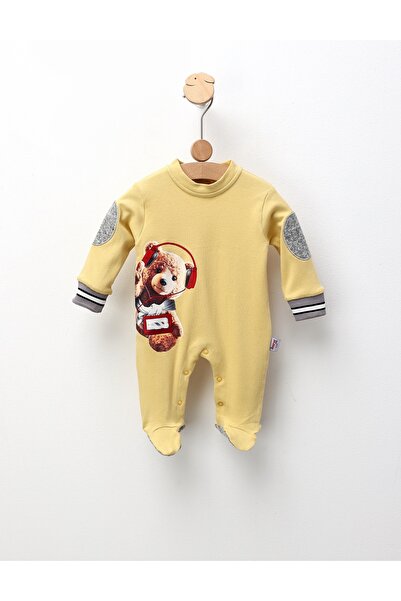 MiniKids Salopeta Music Bear, model galben
