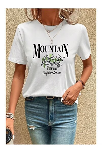 ZİYMO Γυναικείο μπλουζάκι με στάμπα βουνού