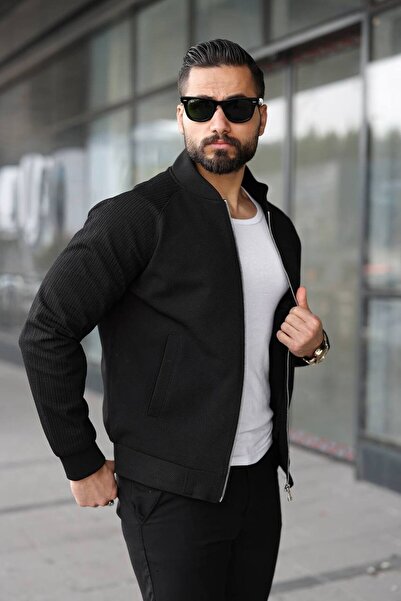 BASEL.CO Ειδική Σειρά Bomber College Jacket με Λεπτομέρεια στο μανίκι