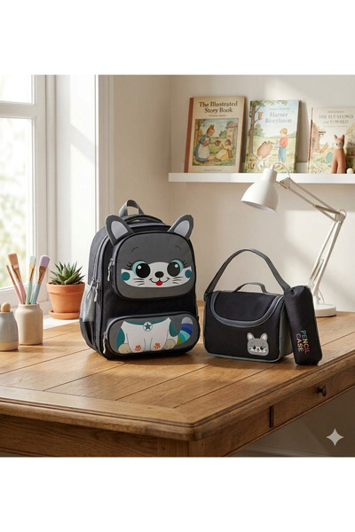 Adalinhome Σετ τσάντας δημοτικού σχολείου με χαριτωμένη γάτα