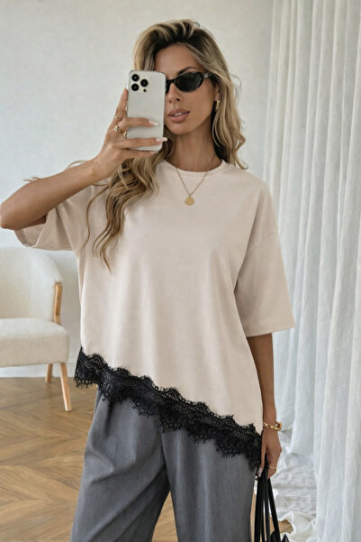 MOONBULL Γυναικείο μπλουζάκι με μονόχρωμη ασύμμετρη φούστα με λεπτομέρεια από...