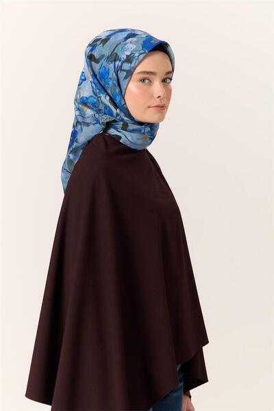 Silk Home Λεπτό βαμβακερό μαλακό κασκόλ Saks-Bebe με μπλε σχέδιο, αντιολισθητ...