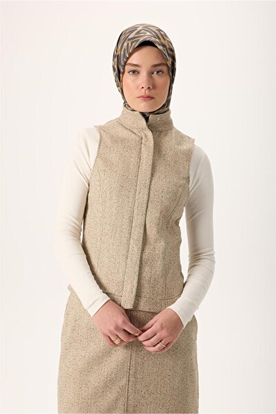 Silk Home Λεπτό βαμβακερό μαλακό κασκόλ σε κρεμ-ανθρακί χρώμα με κίτρινο σχέδ...