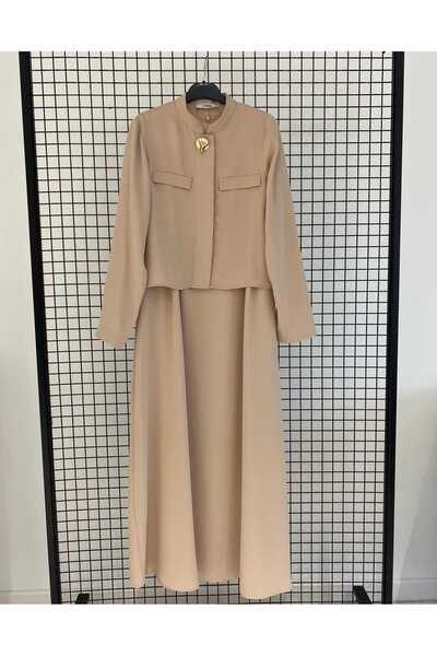 Armine Zero-Sleeve Full-Length Dress with Single Snap Closure Summer Two-Piec...