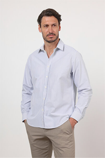 İmza Λευκό - Ναυτικό μπλε σκληρό γιακά με μακριά μανίκια, χωρίς τσέπες, βαμβα...