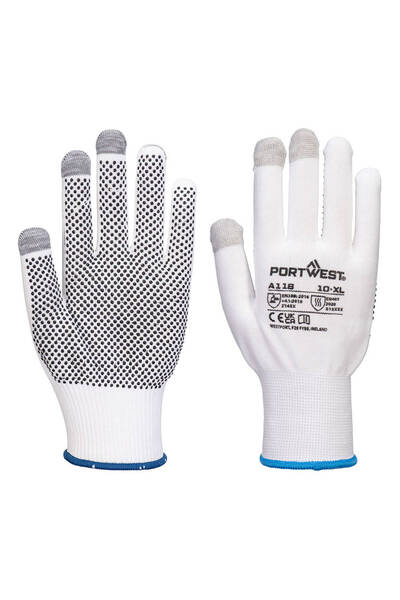 PORTWEST Γάντι οθόνης αφής με κουκκίδες Grip 13 PVC (Πκτ12) - A118