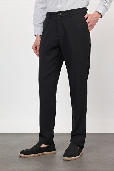 İmza Μαύρο Ελαστικό Παντελόνι Chino με Πλαϊνή Τσέπη και Άνετη Εφαρμογή 100326...