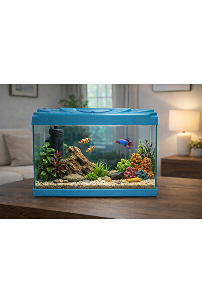AQUA ROYAL PETSHOP 30 Litre Mavi Cam Akvaryum 50x30x20 cm 4mm Dayanıklı Cam D...