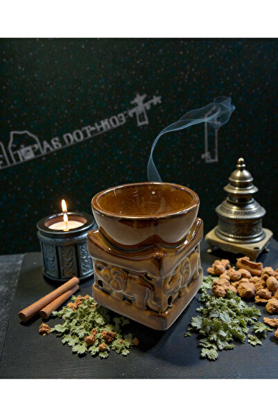 Pravalia Magica Vază ceramică de aromaterapie maro, Model Elefantul Înțelept