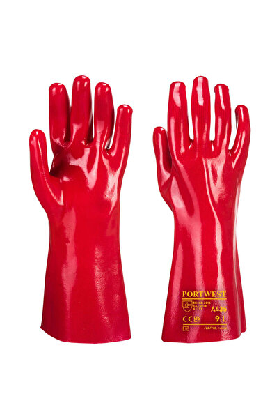 PORTWEST Grip 12 PVC Gauntlet 35cm, rosu