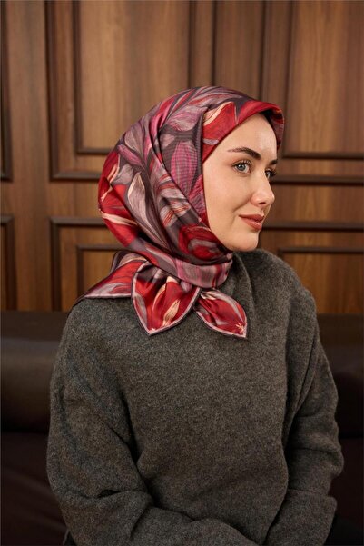 Silk Home Μεταξωτό μαντήλι από τουίλ μωβ-παστέλ μωβ-κόκκινο πορτοκαλί-ροζ με ...