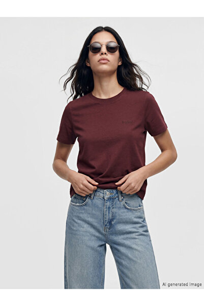 LC Waikiki Tricou pentru femei NEVAVM cu guler oval LCW Vision Plum - S69072Z...