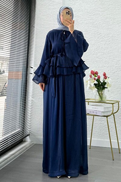 MELEK ARAZ Σετ Οργάντζα Μουέ με Λεπτομέρεια Βολάν Πρέμιουμ - Ναυτικό Μπλε