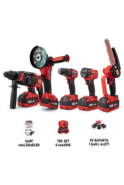 LUNAX Dawreek Beşli set MW350R (10mm Ç.Mandren+S.Sıkma+Ş.Spral+Ş.Hilti+Budama)