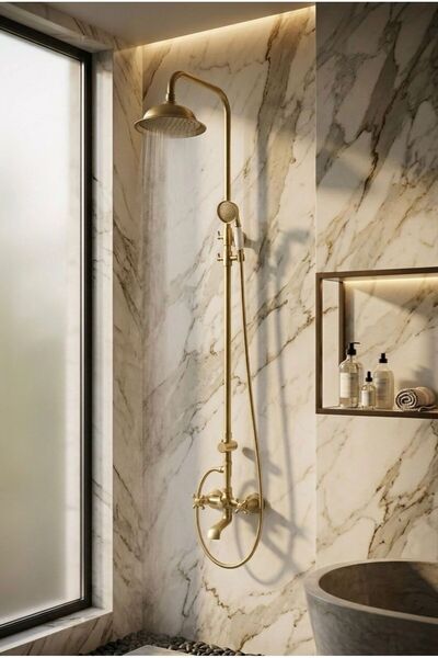HIERA BUILD HIERA VINTAGE ROYALE SERİSİ Antik Tasarim Full Set Rustik Duş Set...