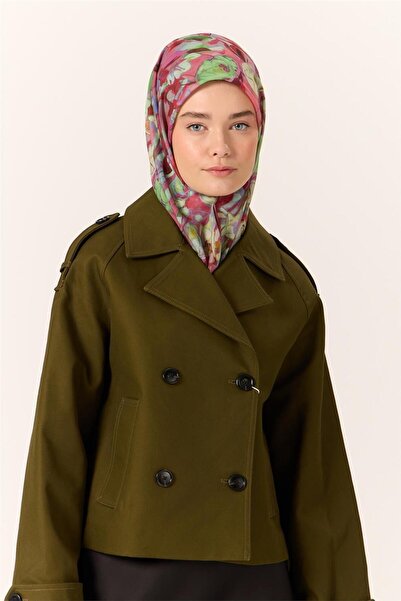 Silk Home Λεπτό βαμβακερό μαλακό κασκόλ με σχέδιο ρόδι και πράσινο μέντας, αν...