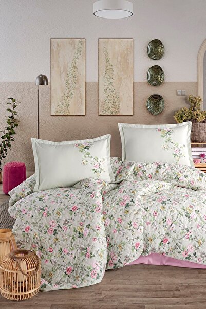 DENİZLİ ÇEYİZ Clasy Single 4 Season Quilted Duvet Cover Set Elara Sage