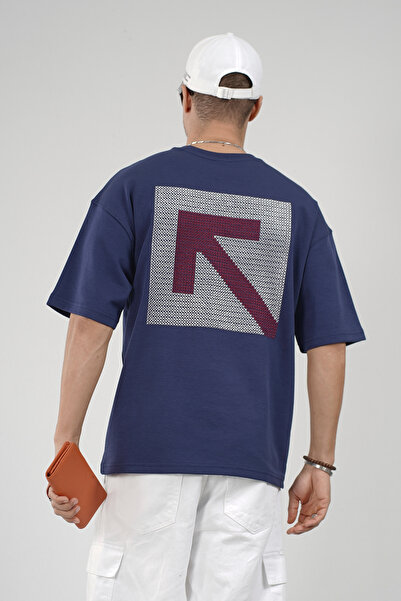 Butik Trend Biz Oversize Mesh Embroidered Printed Men's T-Shirt