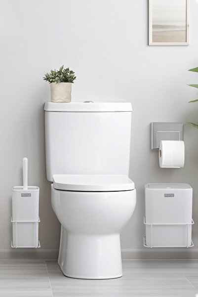 Saule Beyaz Eko Magic Askılı Kare Mina 2'li Wc Kova ve Fırça Seti