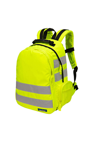 PORTWEST Hi-Vis Rucksack, reflectorizant, cu buzunare, galben