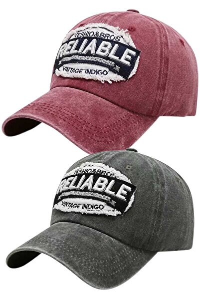 Uniquetrenders Set de 2 șepci de baseball unisex, în stil vintage, cu broderi...