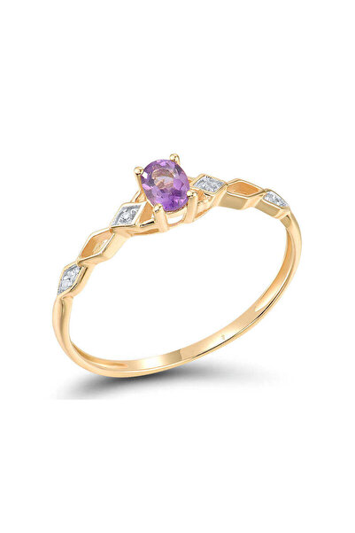 Bijuteria SORELLY Δαχτυλίδι από χρυσό 14 καρατίων με διαμάντια 0.012ct και αμ...