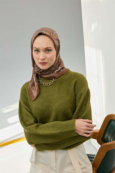 Silk Home Κασκόλ Βισκόζη Βελόρα Μιλκ Καφέ Τέσσερις Εποχές 90x90