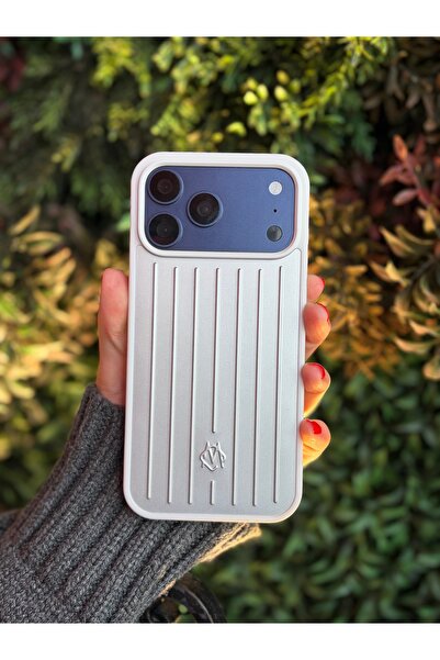 daystar İPhone 17 Pro Max İle Uyumlu Premium Çizgili Özel Gümüş Telefon Kılıfı