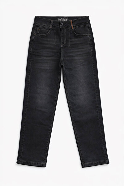blue white Ženske antracit boje visokog struka lycra mom jeans pantalone