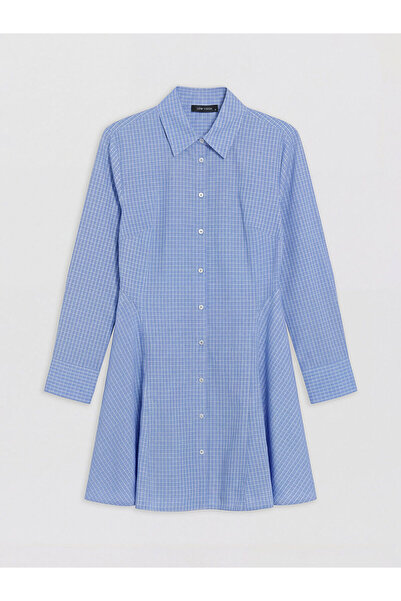 LC Waikiki Lcw Vision Blue Plaid A-Line Shirt Dress with Nevavm Difference - ...