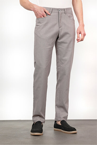 İmza Γκρι βαμβακερό παντελόνι 5 τσεπών σε στενή γραμμή 1003260170