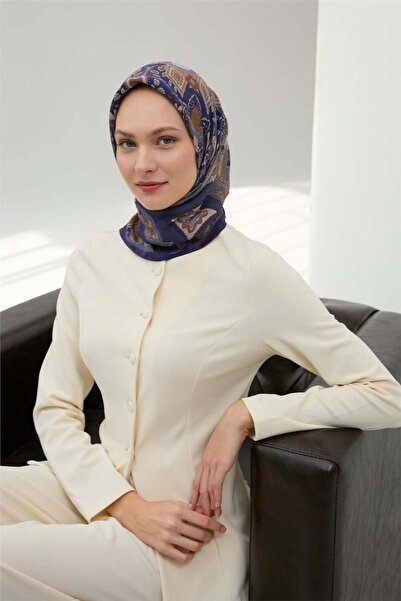 Silk Home Κασκόλ Βισκόζη Βελούδινο Μωβ Τέσσερις Εποχές 90x90