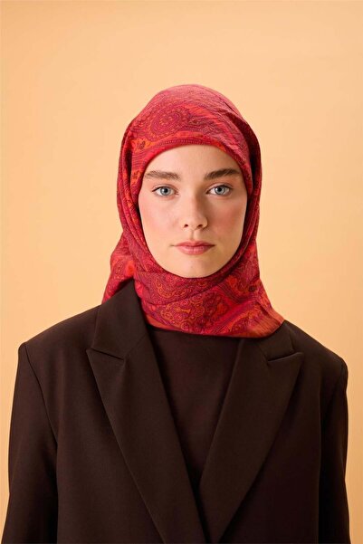 Silk Home Κασκόλ από βισκόζη με μείγμα βελορά, σε χρώμα φλόγα-φούξια και μοτί...