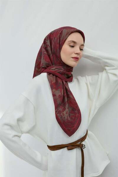 Silk Home Κασκόλ Viscon Velora Cherry Rot Βουργουνδίας Γκρι Ελαφρύ ντραπέ 90x90