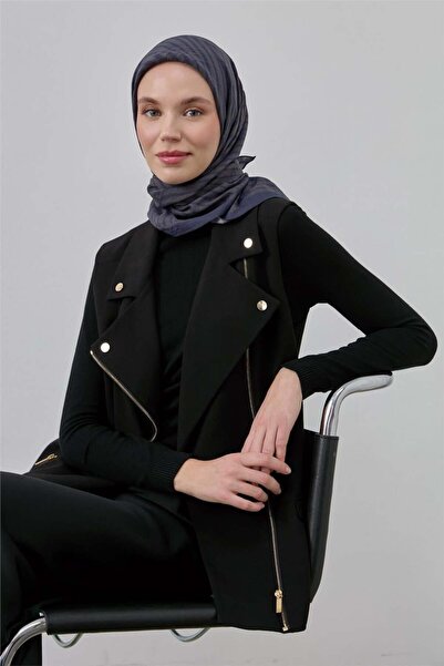 Silk Home Κασκόλ Βισκόζης Βελούδινο Μπλε Γκρι Τέσσερις Εποχές 90x90