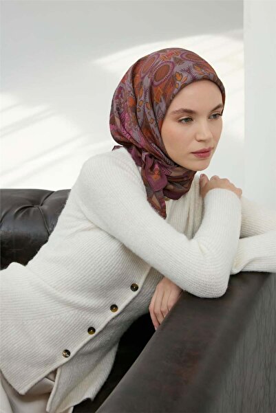 Silk Home Κασκόλ Βισκόζη Velora Plum Four Seasons 90x90