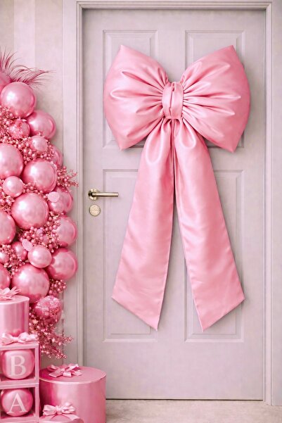 Cherry Bloom Cotton Ροζ Σατέν Στολίδι Πόρτας με Φιόγκο, Διακοσμητικό Τοίχου μ...