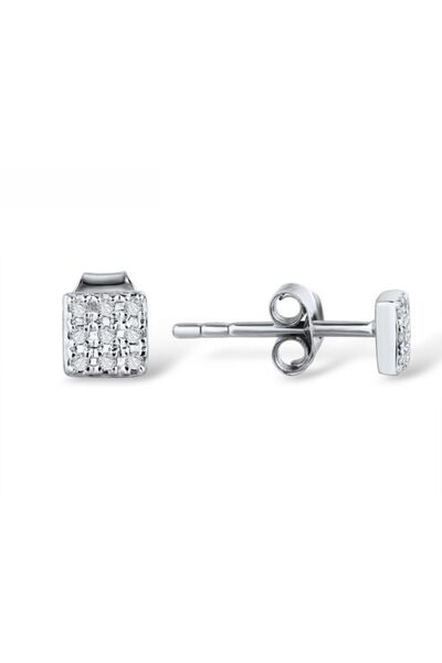 Bijuteria SORELLY Σκουλαρίκια από λευκόχρυσο 14 καρατίων με τετράγωνα διαμάντ...