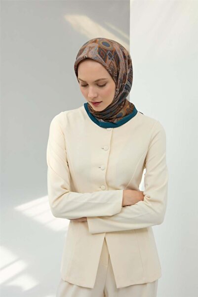 Silk Home Κασκόλ Βισκόζη Βελούδινο Πράσινο Πετρόλ Τέσσερις Εποχές 90x90