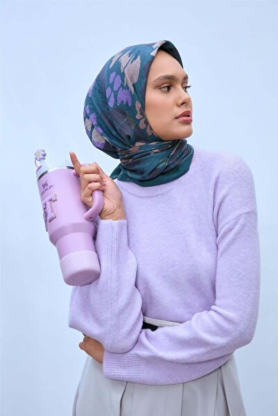 Silk Home Κασκόλ από βισκόζη Velora με μικτό σχέδιο, πράσινο-μπλε τόνο, με σχ...