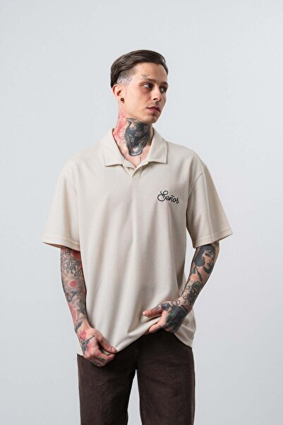 Respire تي شيرت رجالي من نوع Senor مطبوع عليه Polo Neck ذو قصة عادية باللون ا...