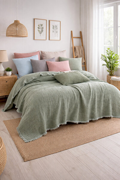 Bilgiçler Tekstil Γεμιστό κάλυμμα κρεβατιού από μουσελίνα για διπλό κρεβάτι