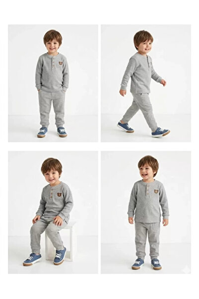DMR Elegance Embroidered Ribbed Combed Cotton Children's Set for Ages 2-5